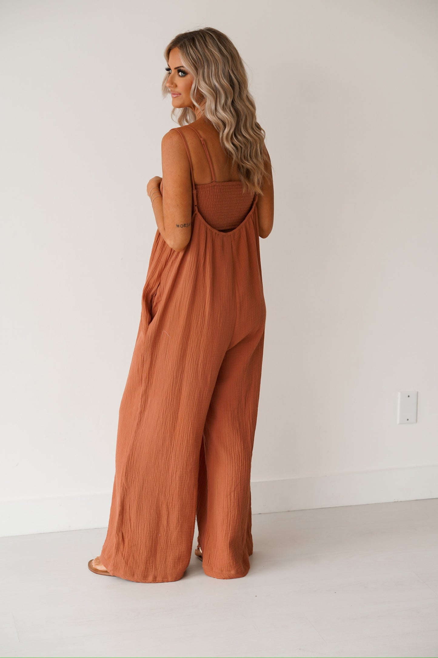 showing the smocking in the top