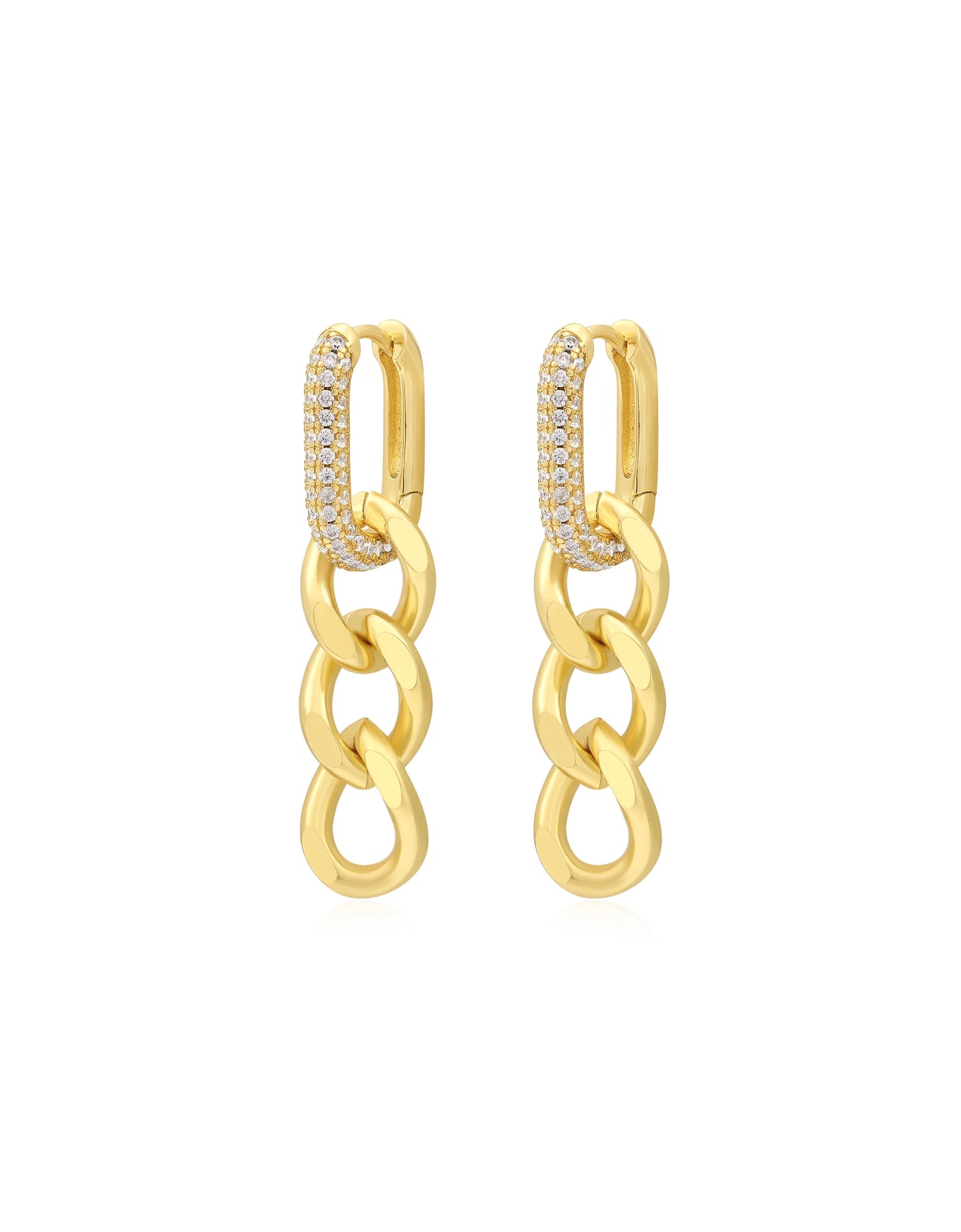 Hanging Pave Chain Link Huggies