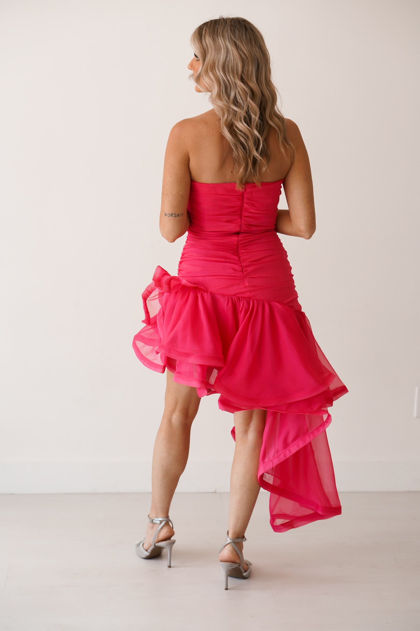 Pink Ruffles & Frills Midi Dress