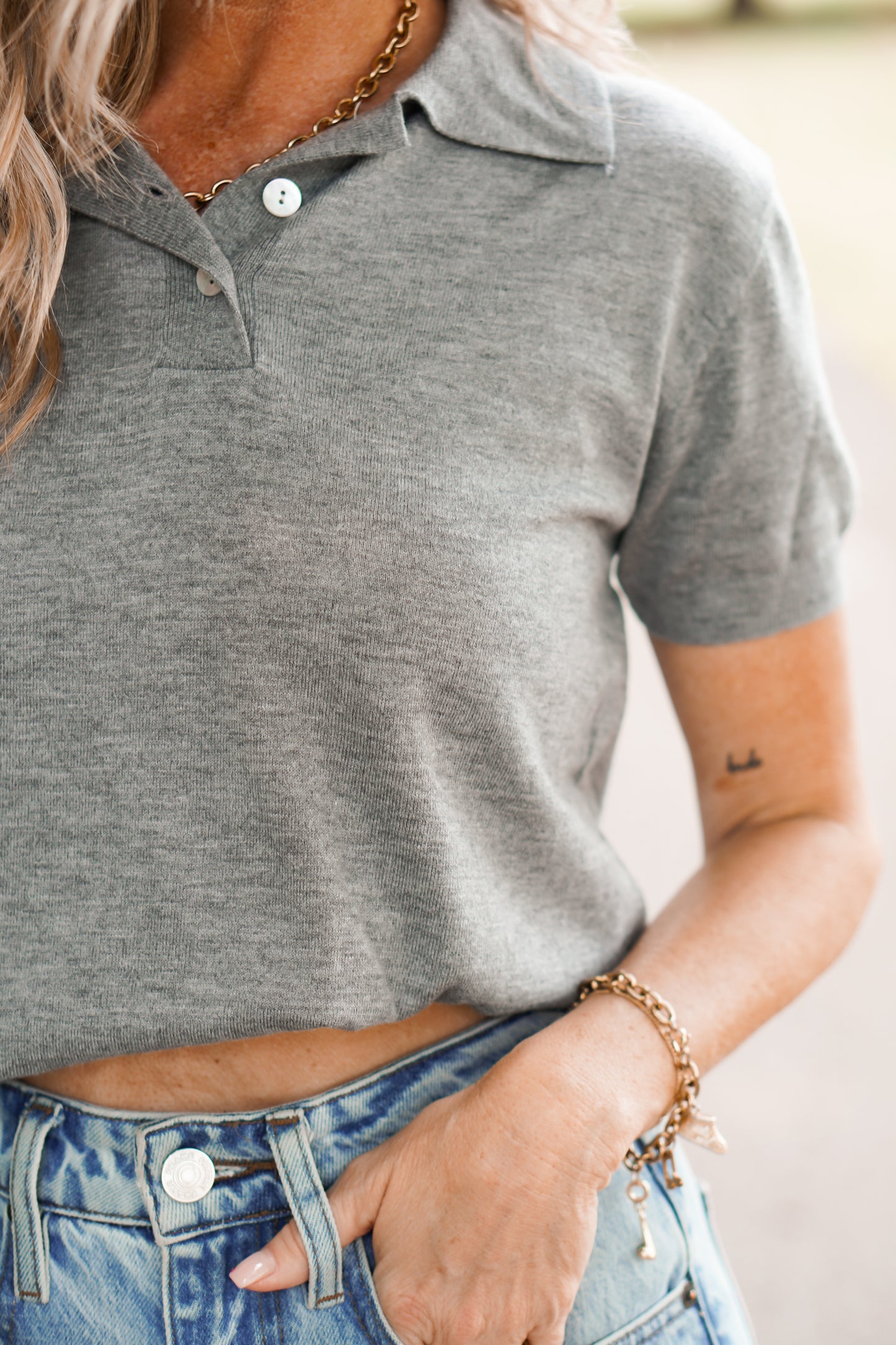 Demure Polo Top